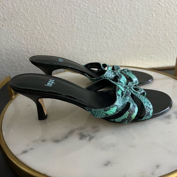 IMPO Women’s Thing Heeled Sandals Animal Snake Black Green 8.5 - Picture 3 of 6